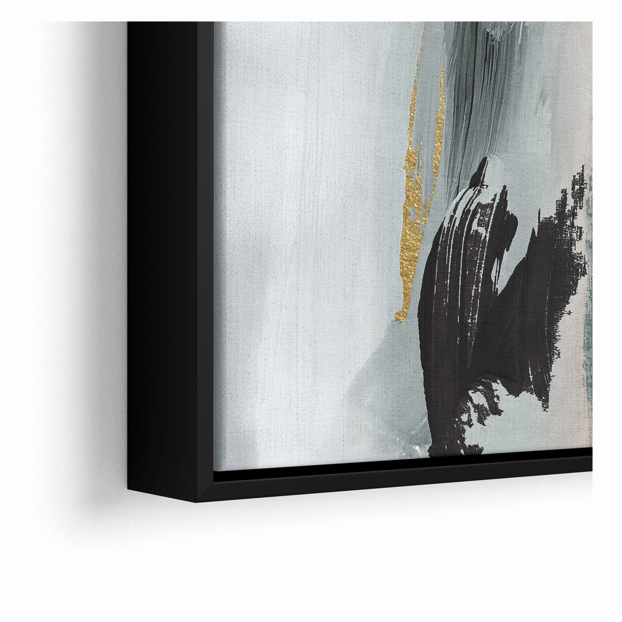 Modern Minimalist Strokes | Black, White & Teal Canvas Art