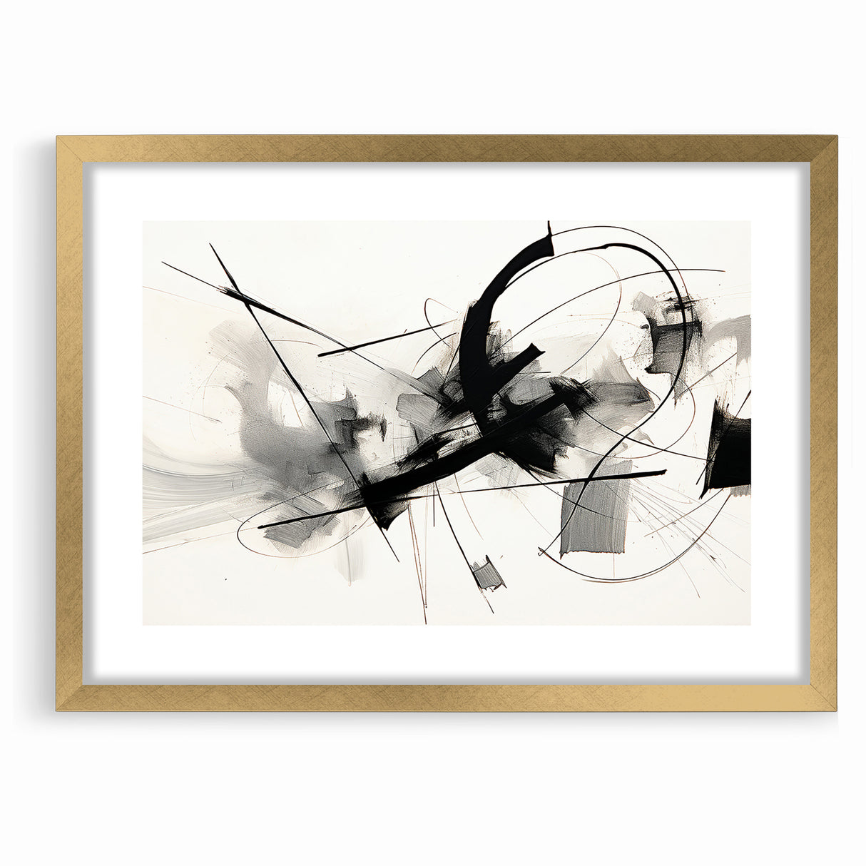 Modern Black and White Abstract Canvas - Dynamic Monochrome Art