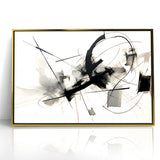 Modern Black and White Abstract Canvas - Dynamic Monochrome Art