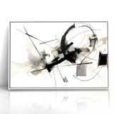 Modern Black and White Abstract Canvas - Dynamic Monochrome Art
