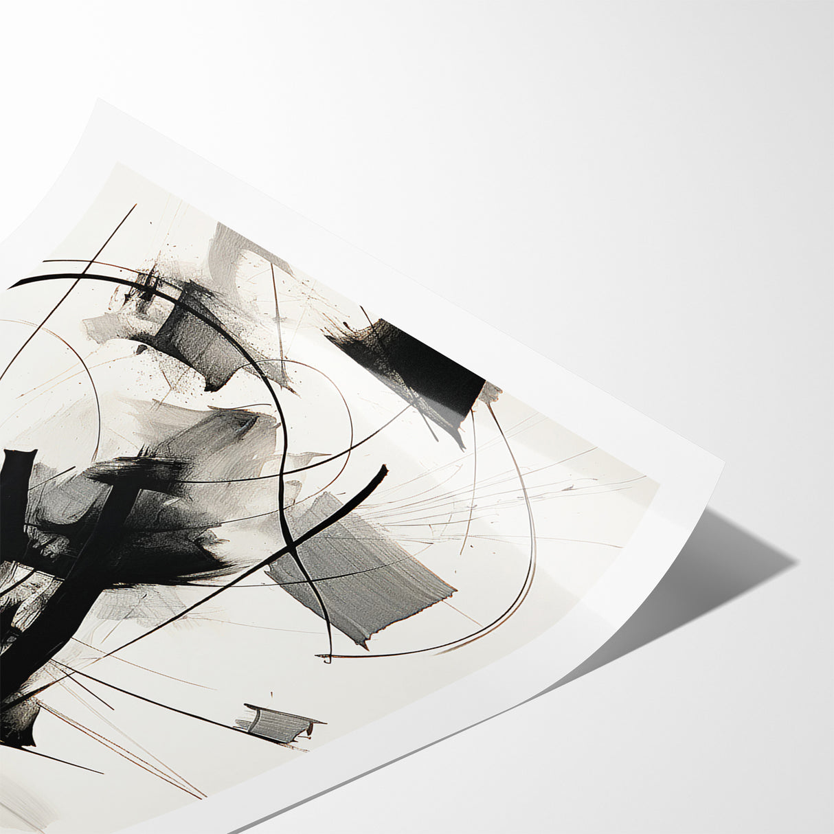 Modern Black and White Abstract Canvas - Dynamic Monochrome Art