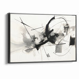 Modern Black and White Abstract Canvas - Dynamic Monochrome Art