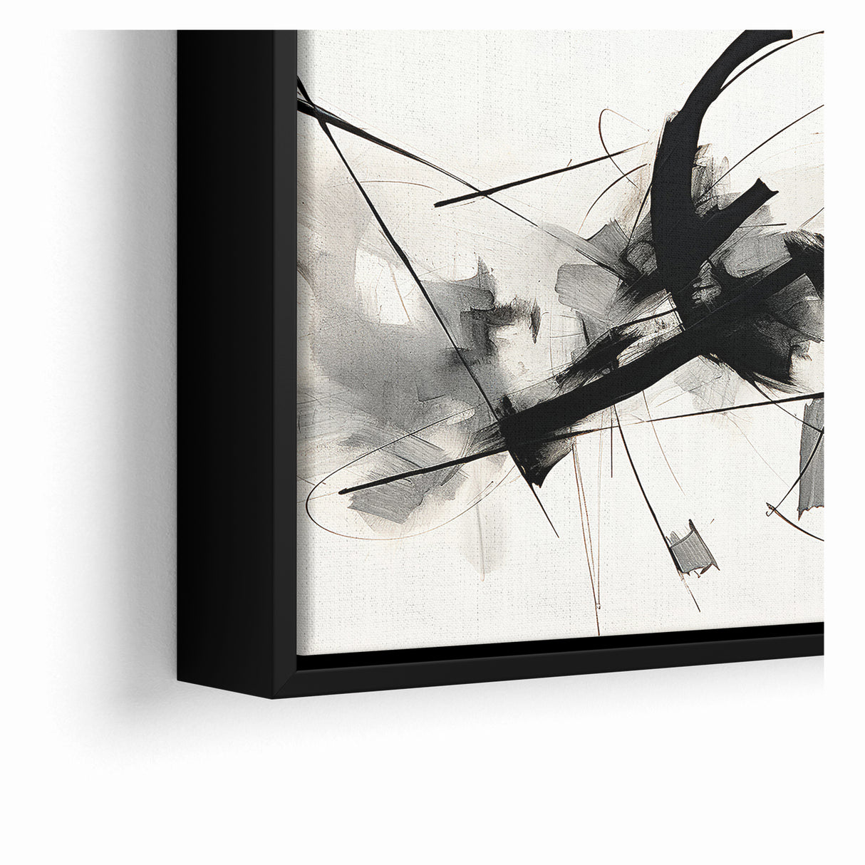 Modern Black and White Abstract Canvas - Dynamic Monochrome Art