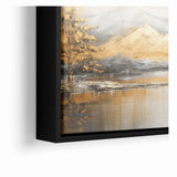 Golden Tree and Mountains Modern Landscape Abstract Wall Art