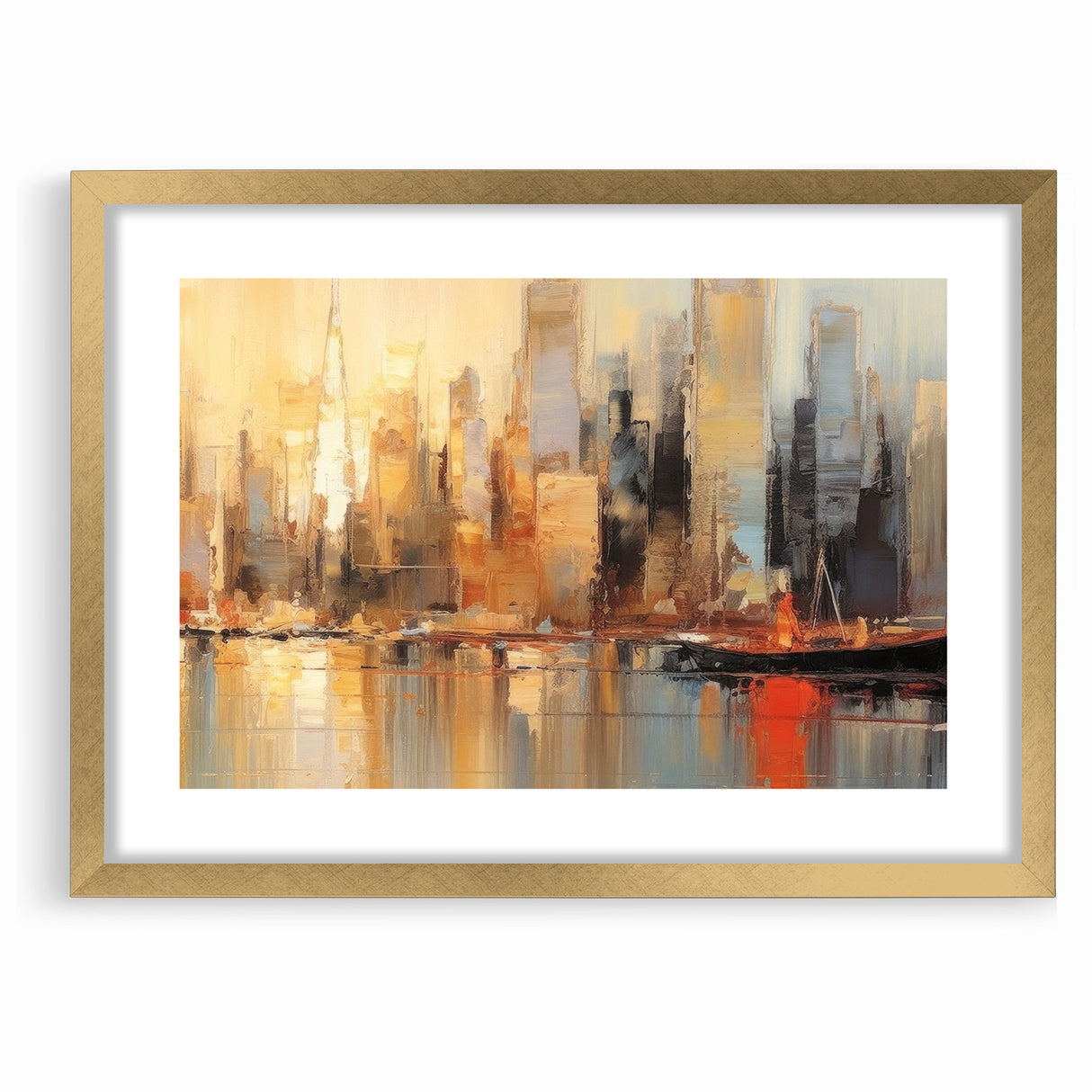Modern Landscape Abstract - Vibrant Cityscape Reflection Wall Art