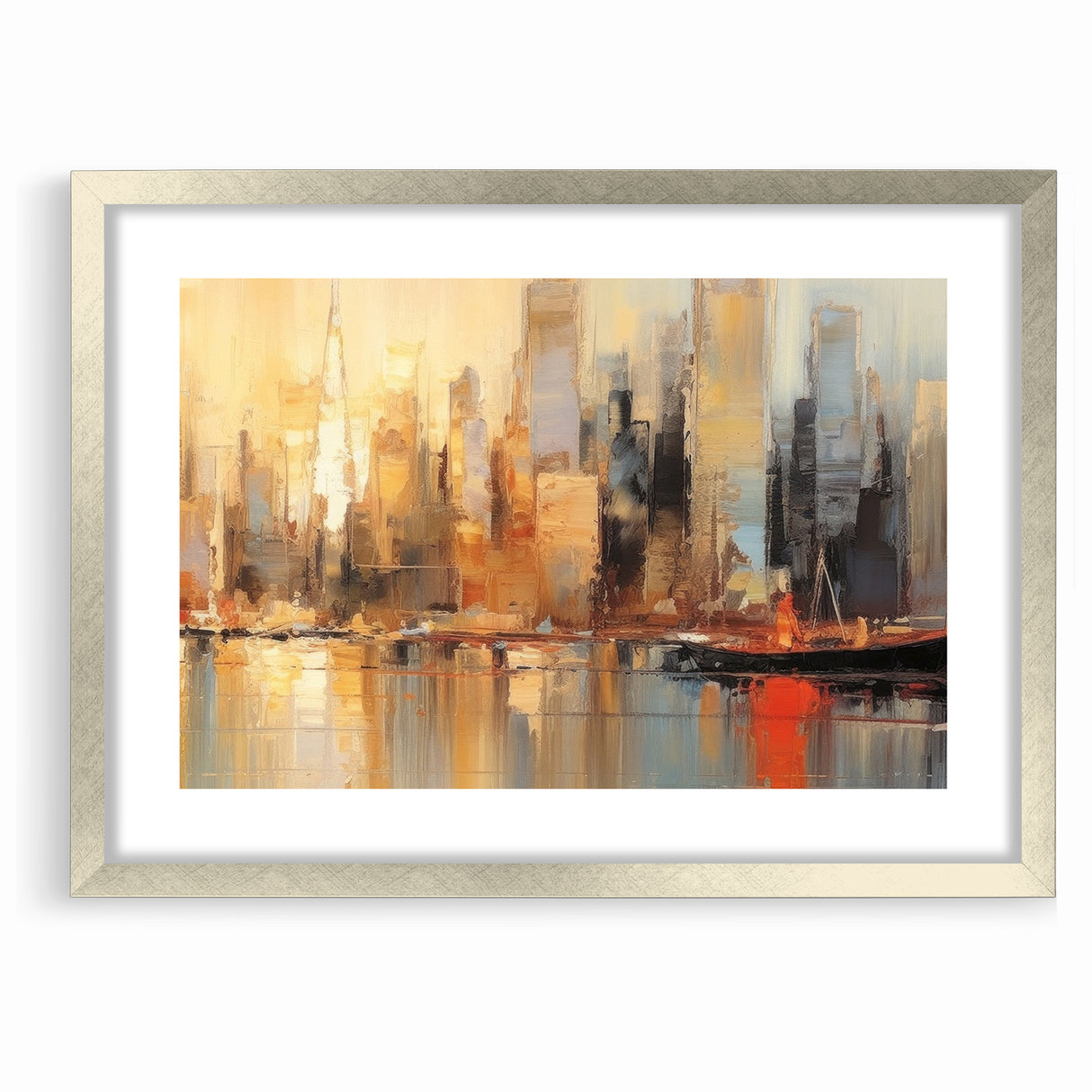 Modern Landscape Abstract - Vibrant Cityscape Reflection Wall Art