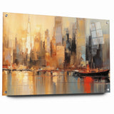 Modern Landscape Abstract - Vibrant Cityscape Reflection Wall Art