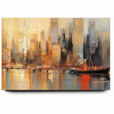 Modern Landscape Abstract - Vibrant Cityscape Reflection Wall Art