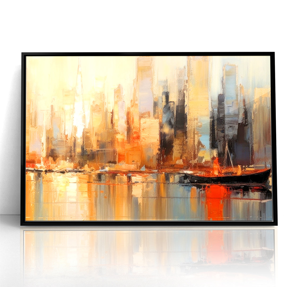 Modern Landscape Abstract - Vibrant Cityscape Reflection Wall Art