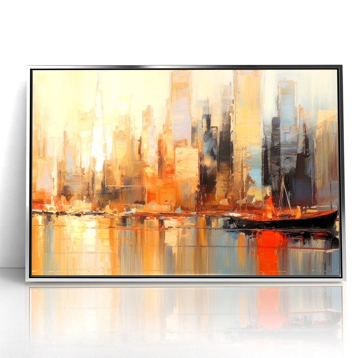 Modern Landscape Abstract - Vibrant Cityscape Reflection Wall Art