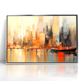 Modern Landscape Abstract - Vibrant Cityscape Reflection Wall Art