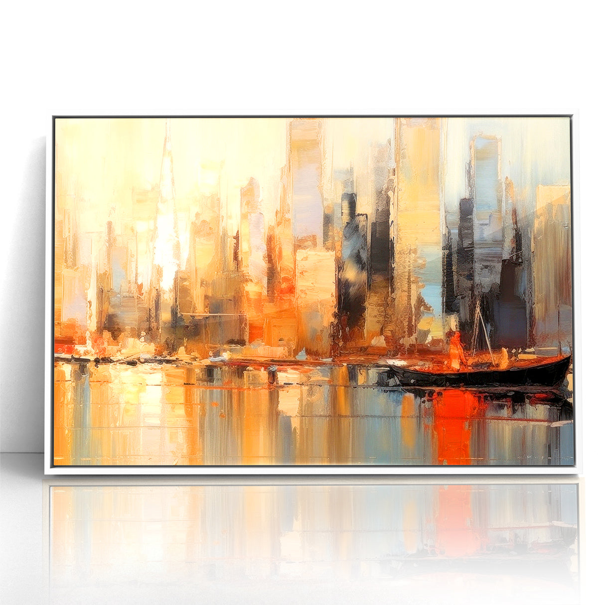 Modern Landscape Abstract - Vibrant Cityscape Reflection Wall Art