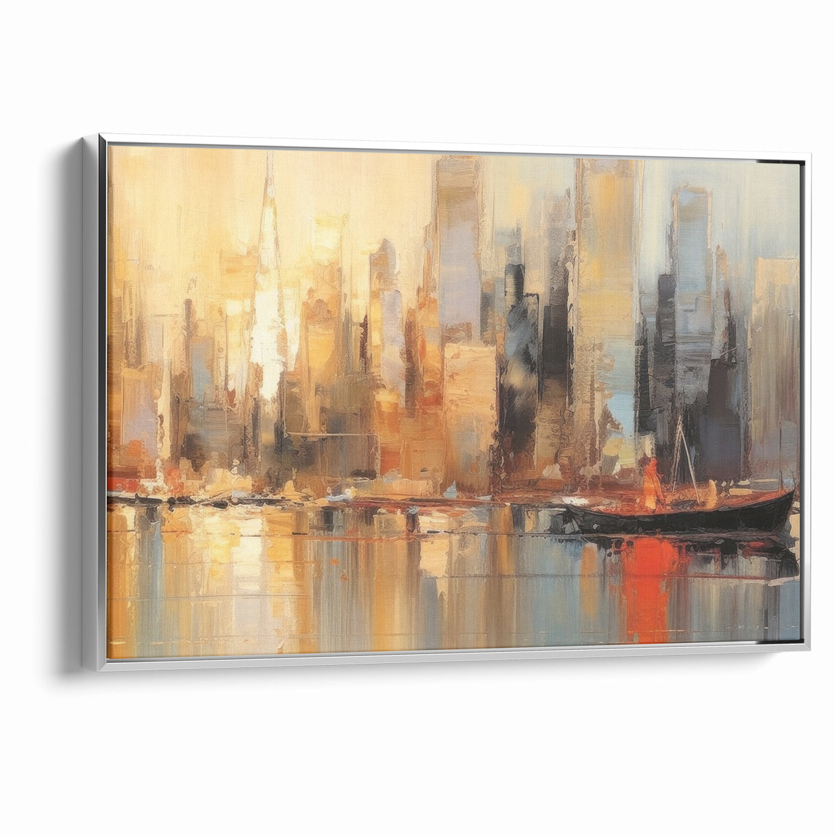 Modern Landscape Abstract - Vibrant Cityscape Reflection Wall Art