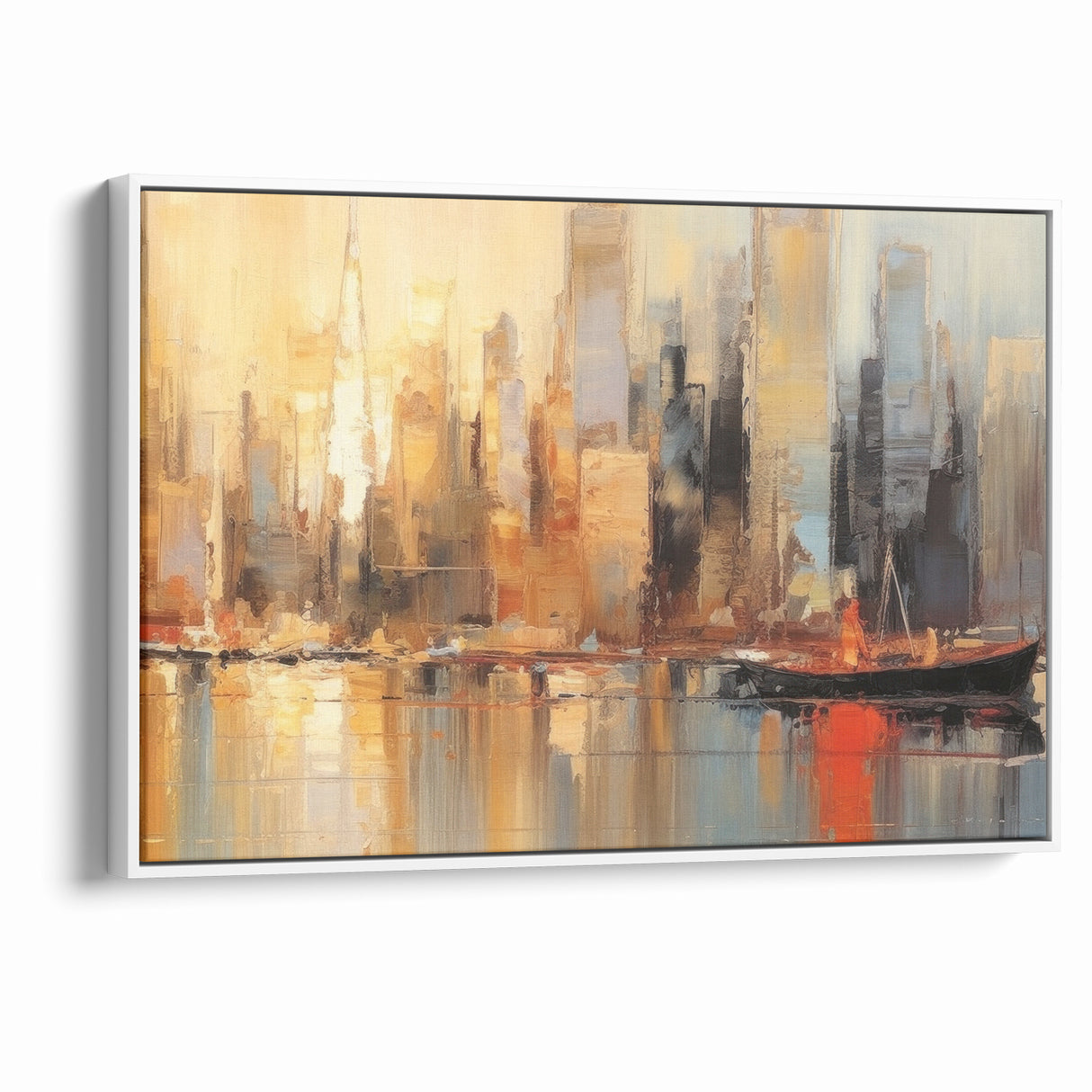 Modern Landscape Abstract - Vibrant Cityscape Reflection Wall Art