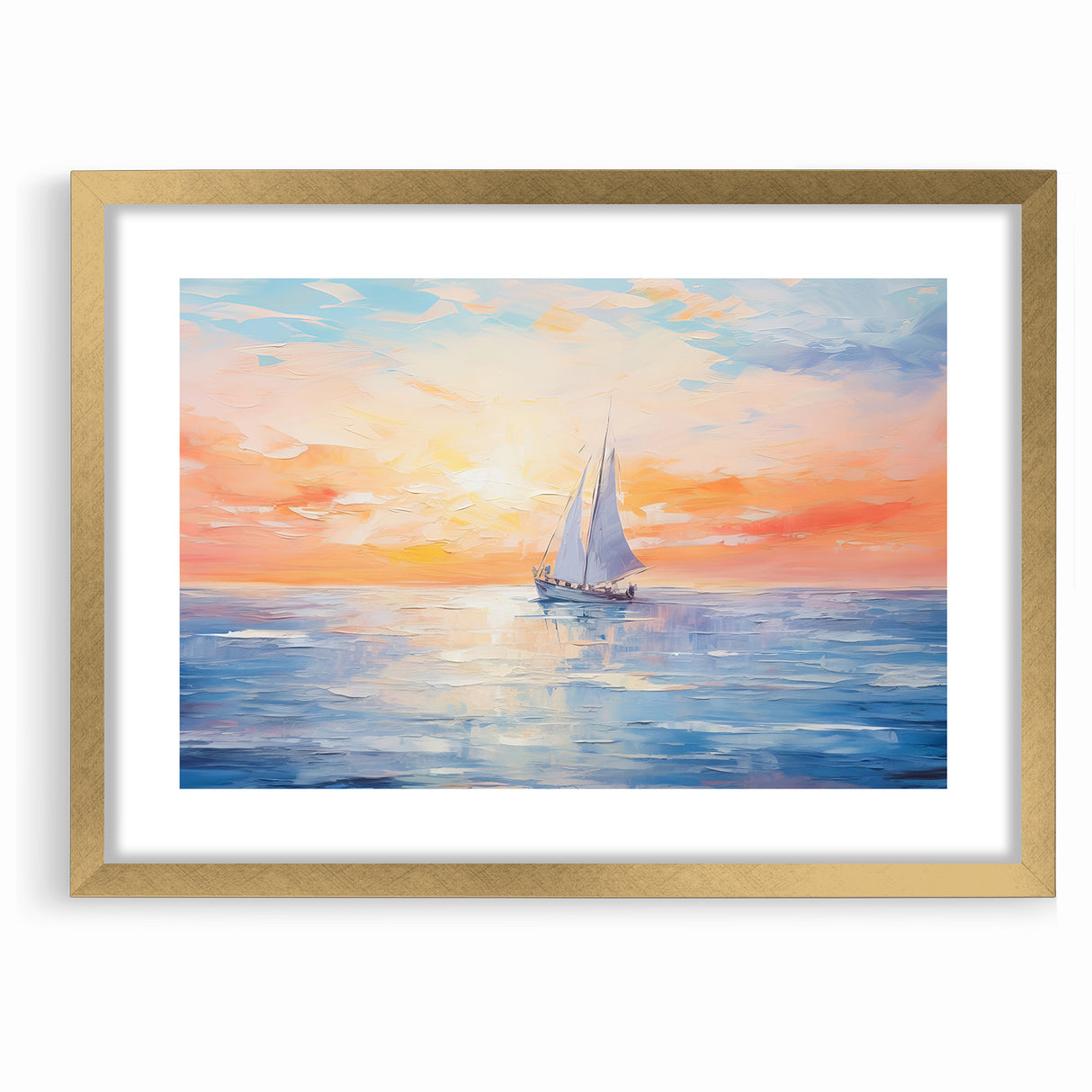 Colorful Abstract Landscapes - Sailboat Sunset Serenity Wall Art