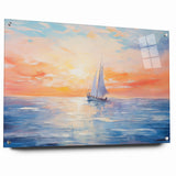 Colorful Abstract Landscapes - Sailboat Sunset Serenity Wall Art