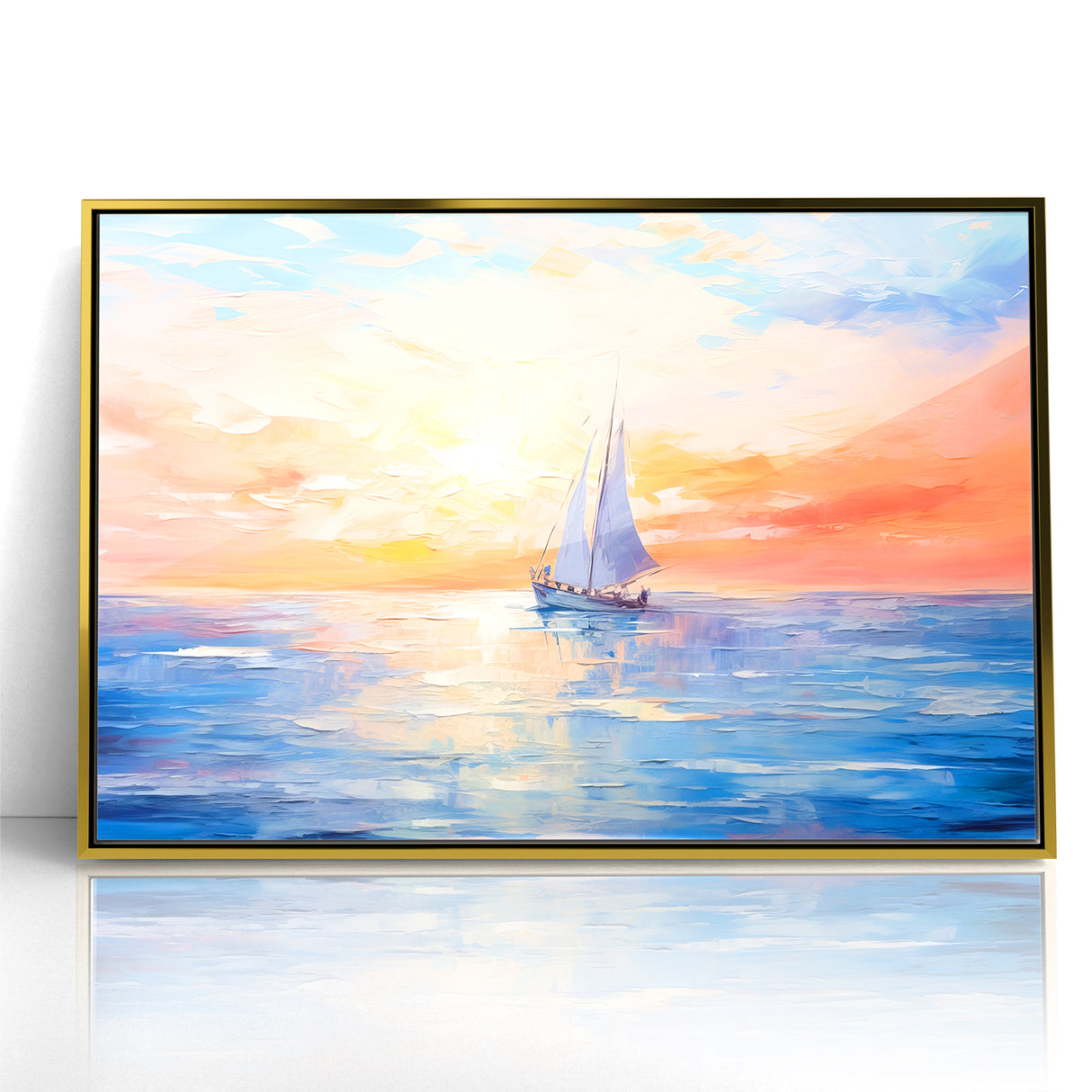 Colorful Abstract Landscapes - Sailboat Sunset Serenity Wall Art