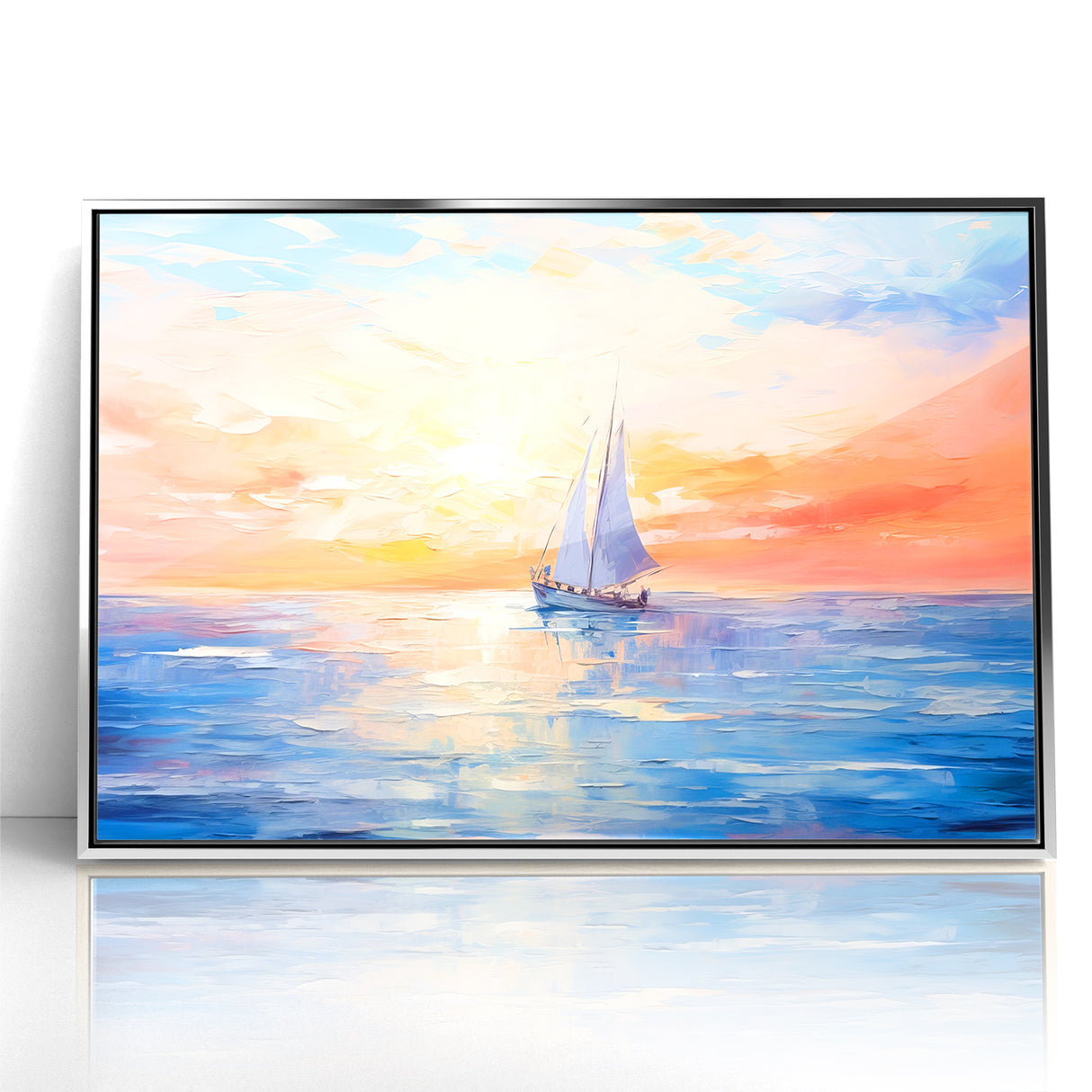 Colorful Abstract Landscapes - Sailboat Sunset Serenity Wall Art