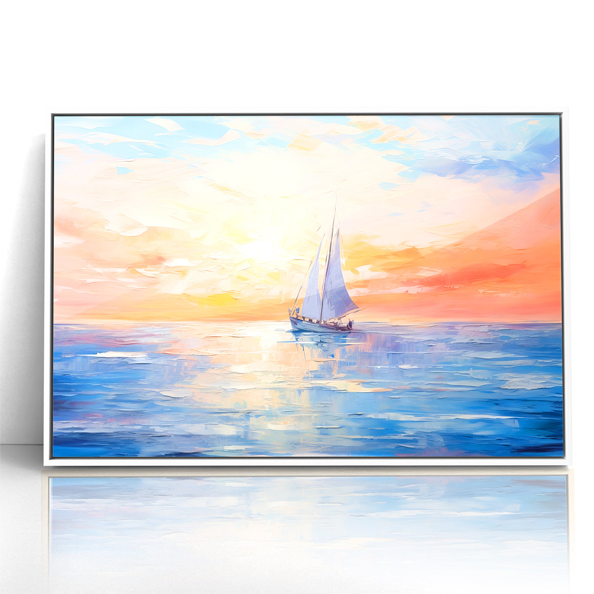 Colorful Abstract Landscapes - Sailboat Sunset Serenity Wall Art