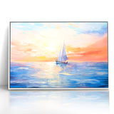 Colorful Abstract Landscapes - Sailboat Sunset Serenity Wall Art