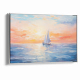 Colorful Abstract Landscapes - Sailboat Sunset Serenity Wall Art