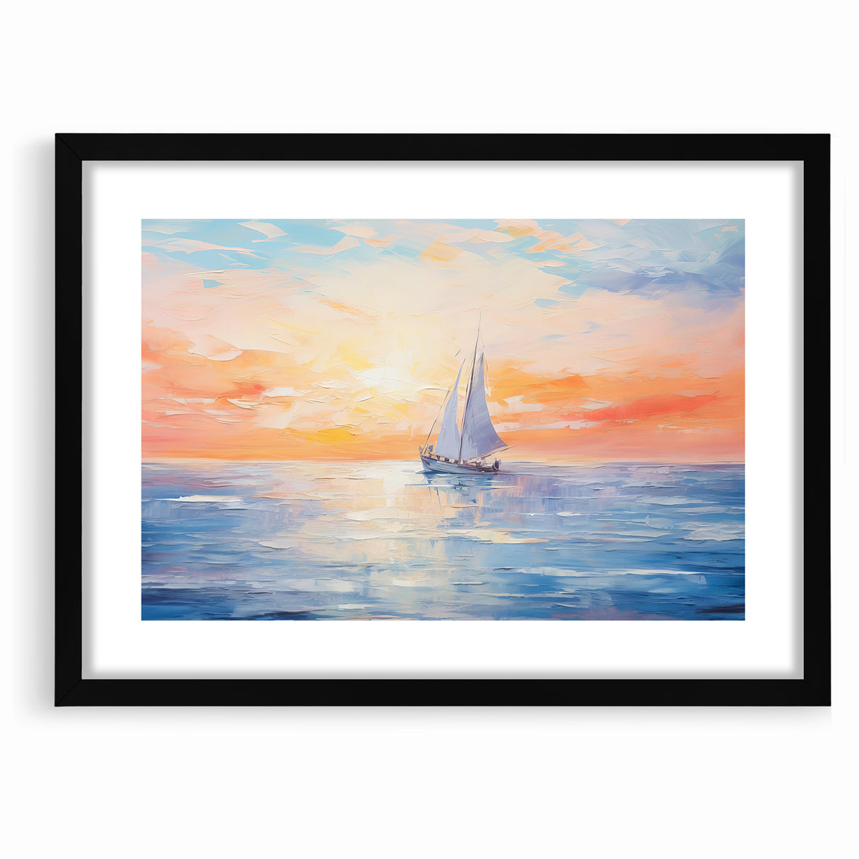 Colorful Abstract Landscapes - Sailboat Sunset Serenity Wall Art