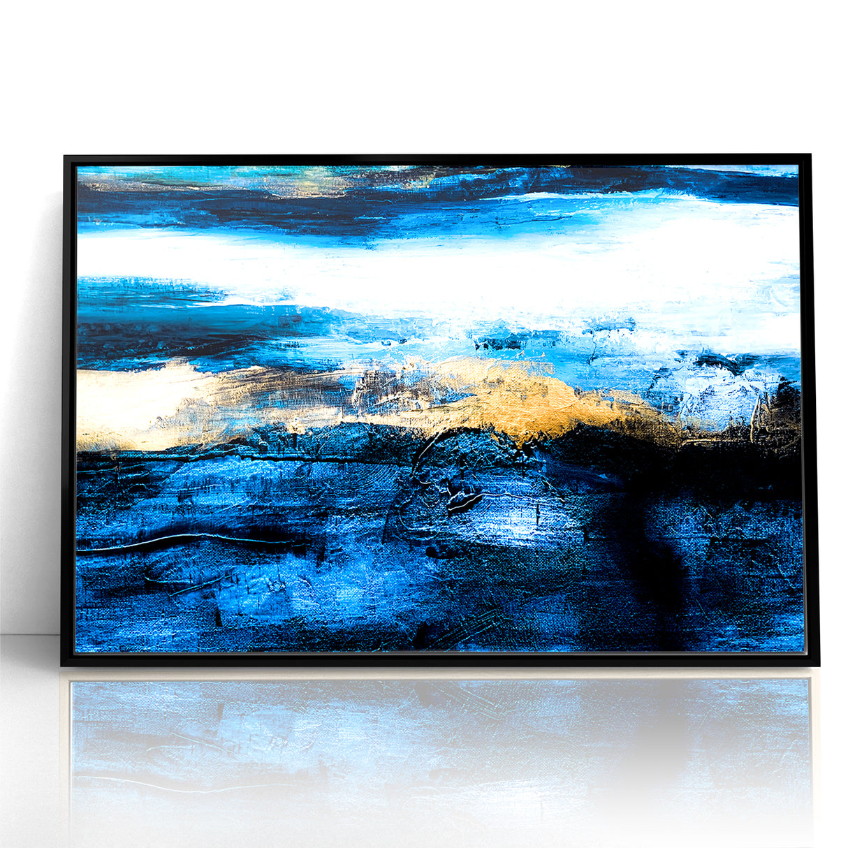 Colorful Abstract Landscapes - Blue and Gold Horizon Wall Art