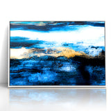 Colorful Abstract Landscapes - Blue and Gold Horizon Wall Art