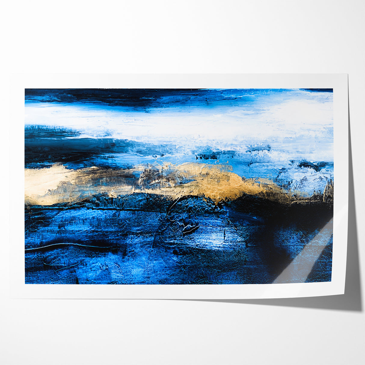 Colorful Abstract Landscapes - Blue and Gold Horizon Wall Art