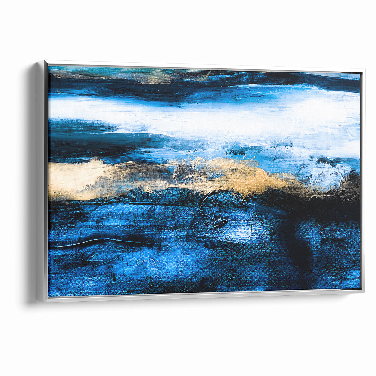Colorful Abstract Landscapes - Blue and Gold Horizon Wall Art