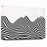 Modern Black and White Abstract Art | Wavy Monochrome Canvas Design