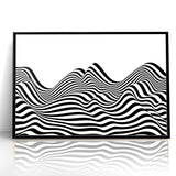 Modern Black and White Abstract Art | Wavy Monochrome Canvas Design