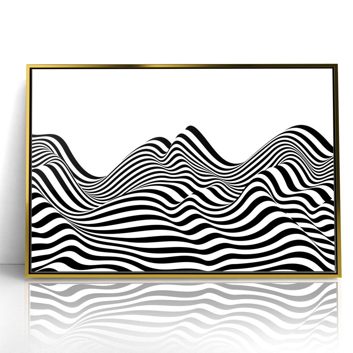 Modern Black and White Abstract Art | Wavy Monochrome Canvas Design