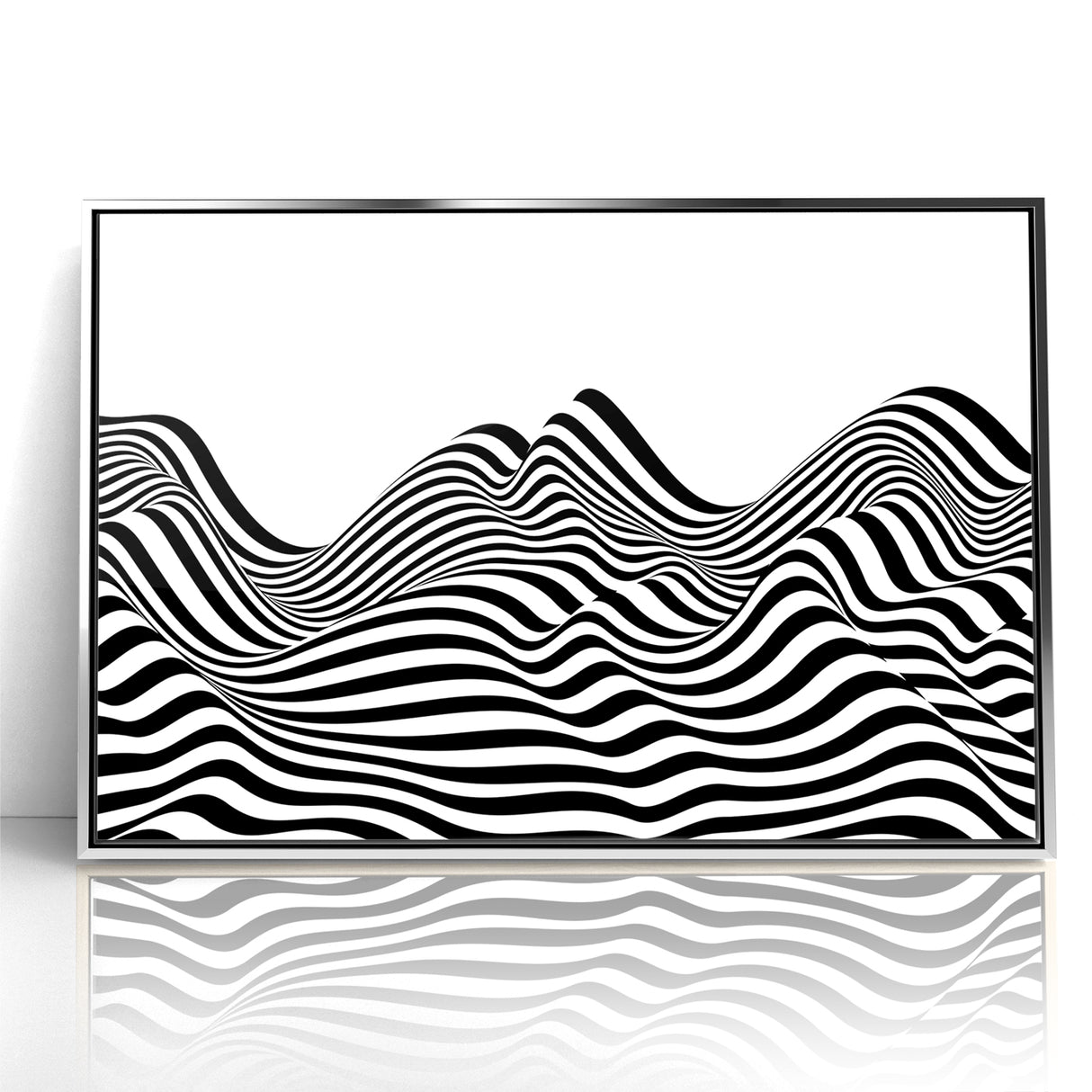 Modern Black and White Abstract Art | Wavy Monochrome Canvas Design