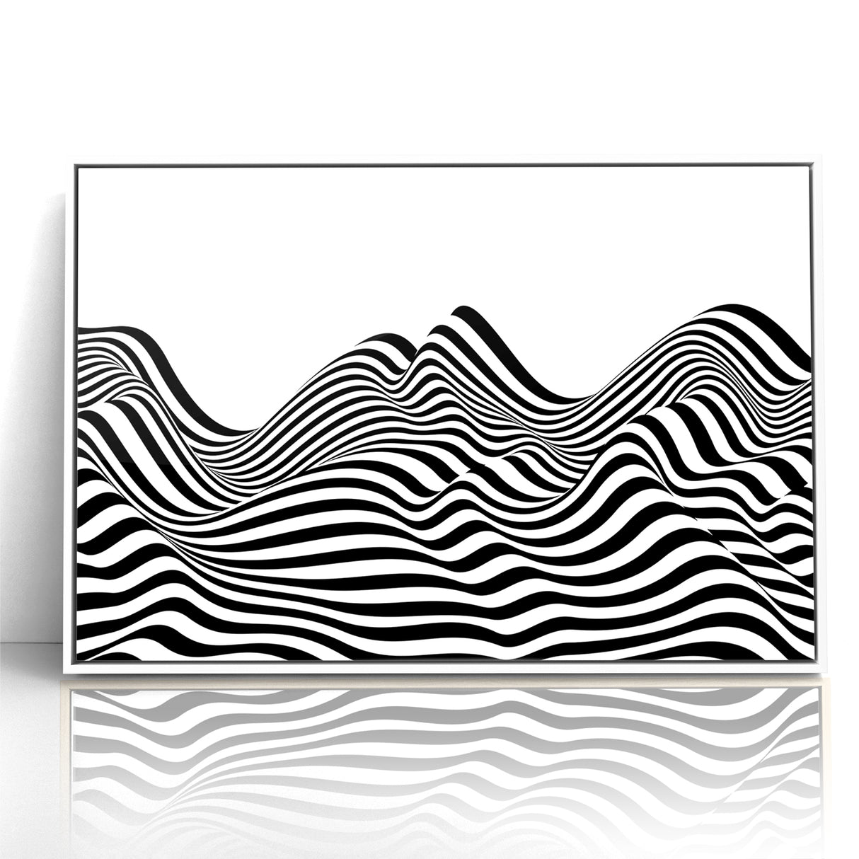 Modern Black and White Abstract Art | Wavy Monochrome Canvas Design