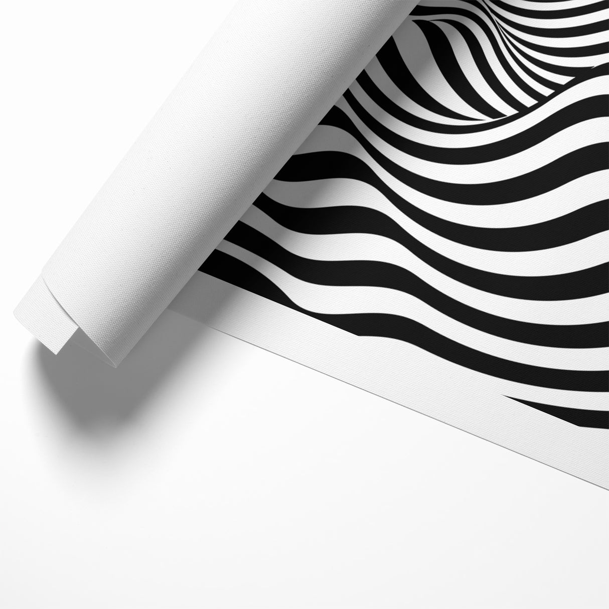 Modern Black and White Abstract Art | Wavy Monochrome Canvas Design
