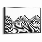 Modern Black and White Abstract Art | Wavy Monochrome Canvas Design