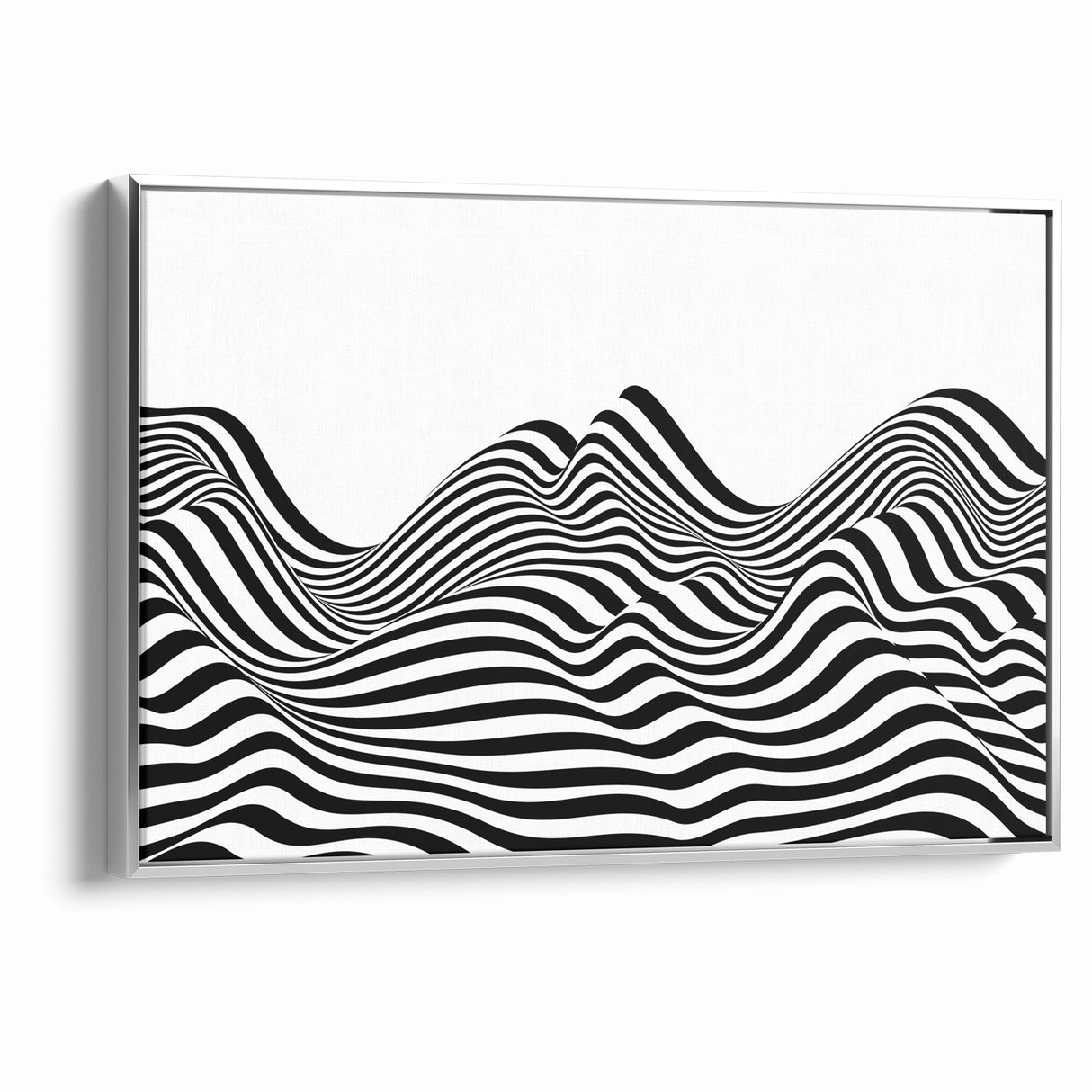 Modern Black and White Abstract Art | Wavy Monochrome Canvas Design