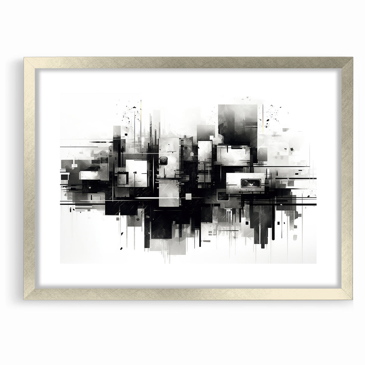 Geometric Black and White Abstract Art | Modern Monochrome Canvas