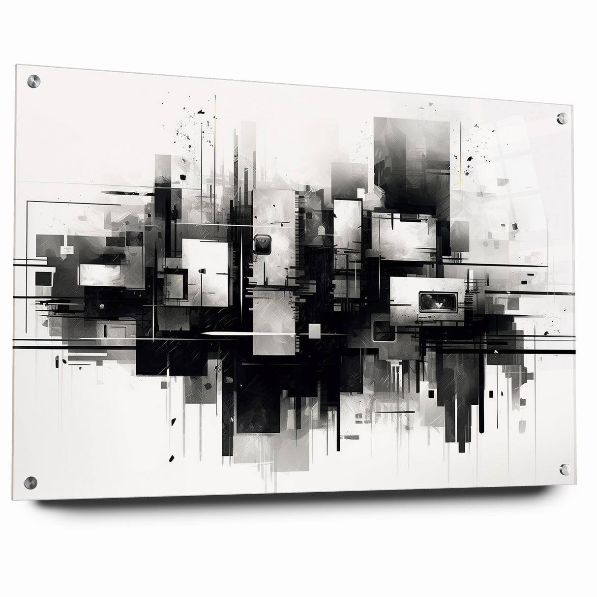 Geometric Black and White Abstract Art | Modern Monochrome Canvas