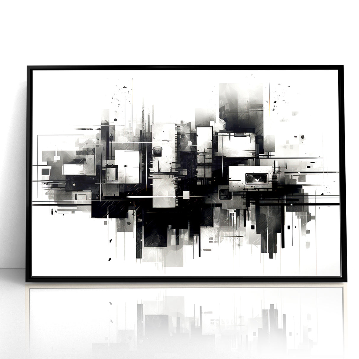 Geometric Black and White Abstract Art | Modern Monochrome Canvas