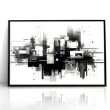 Geometric Black and White Abstract Art | Modern Monochrome Canvas