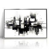 Geometric Black and White Abstract Art | Modern Monochrome Canvas