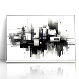 Geometric Black and White Abstract Art | Modern Monochrome Canvas