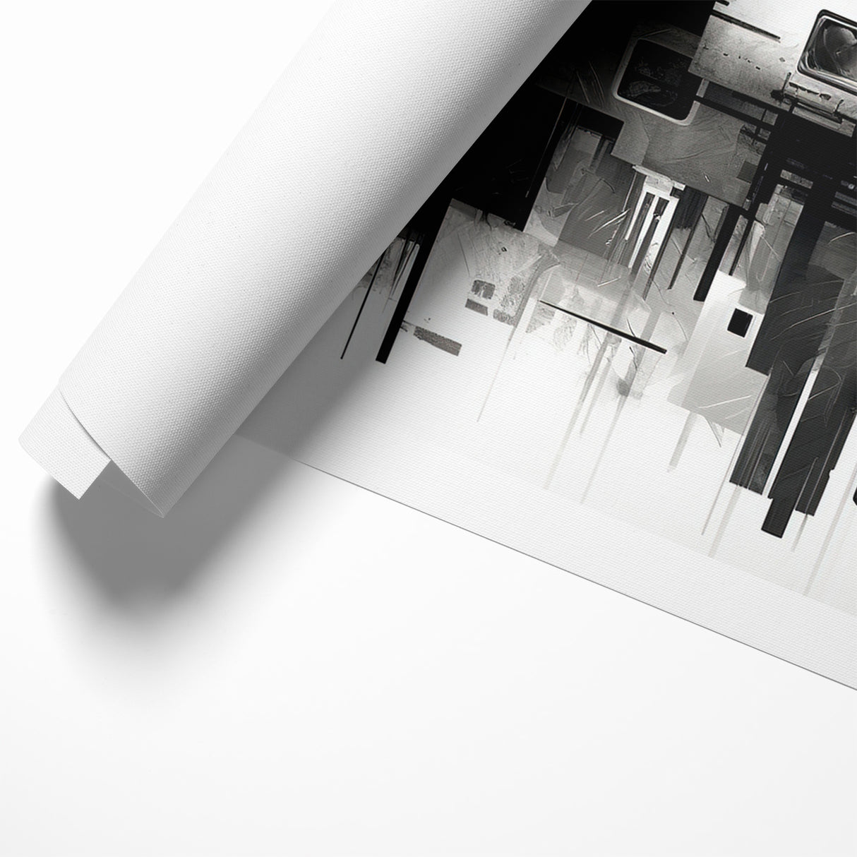 Geometric Black and White Abstract Art | Modern Monochrome Canvas
