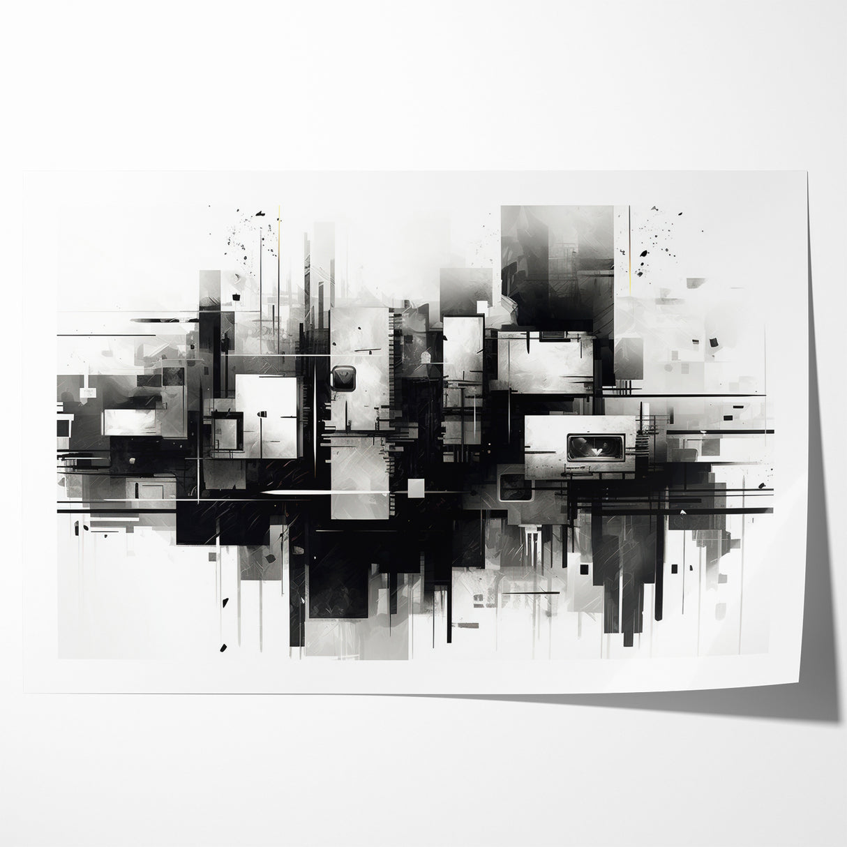 Geometric Black and White Abstract Art | Modern Monochrome Canvas