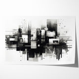 Geometric Black and White Abstract Art | Modern Monochrome Canvas