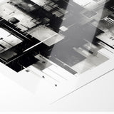 Geometric Black and White Abstract Art | Modern Monochrome Canvas