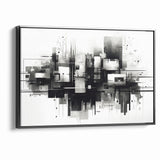 Geometric Black and White Abstract Art | Modern Monochrome Canvas