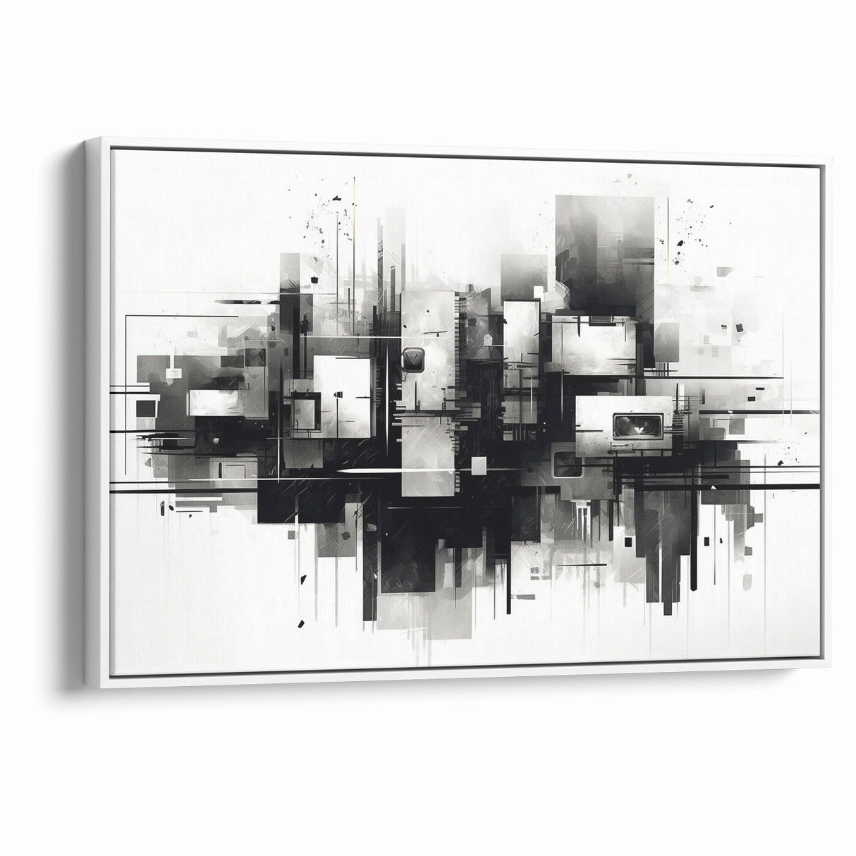 Geometric Black and White Abstract Art | Modern Monochrome Canvas